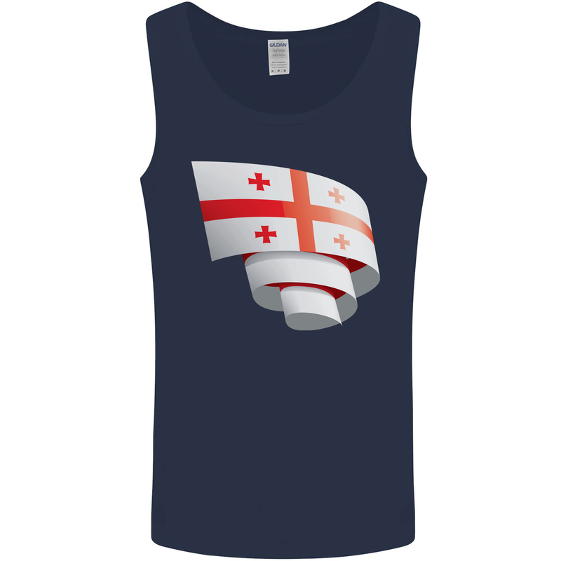 Curled Georgia Flag Georgian Day Football Mens Vest Tank Top Navy Blue