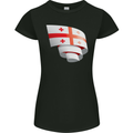 Curled Georgia Flag Georgian Day Football Womens Petite Cut T-Shirt Black