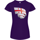 Curled Georgia Flag Georgian Day Football Womens Petite Cut T-Shirt Purple