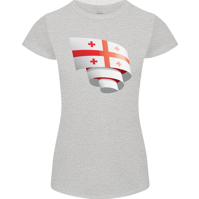 Curled Georgia Flag Georgian Day Football Womens Petite Cut T-Shirt Sports Grey