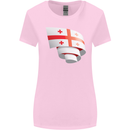 Curled Georgia Flag Georgian Day Football Womens Wider Cut T-Shirt Light Pink