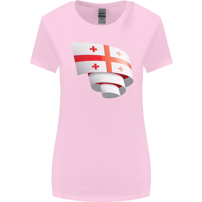 Curled Georgia Flag Georgian Day Football Womens Wider Cut T-Shirt Light Pink