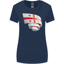 Curled Georgia Flag Georgian Day Football Womens Wider Cut T-Shirt Navy Blue