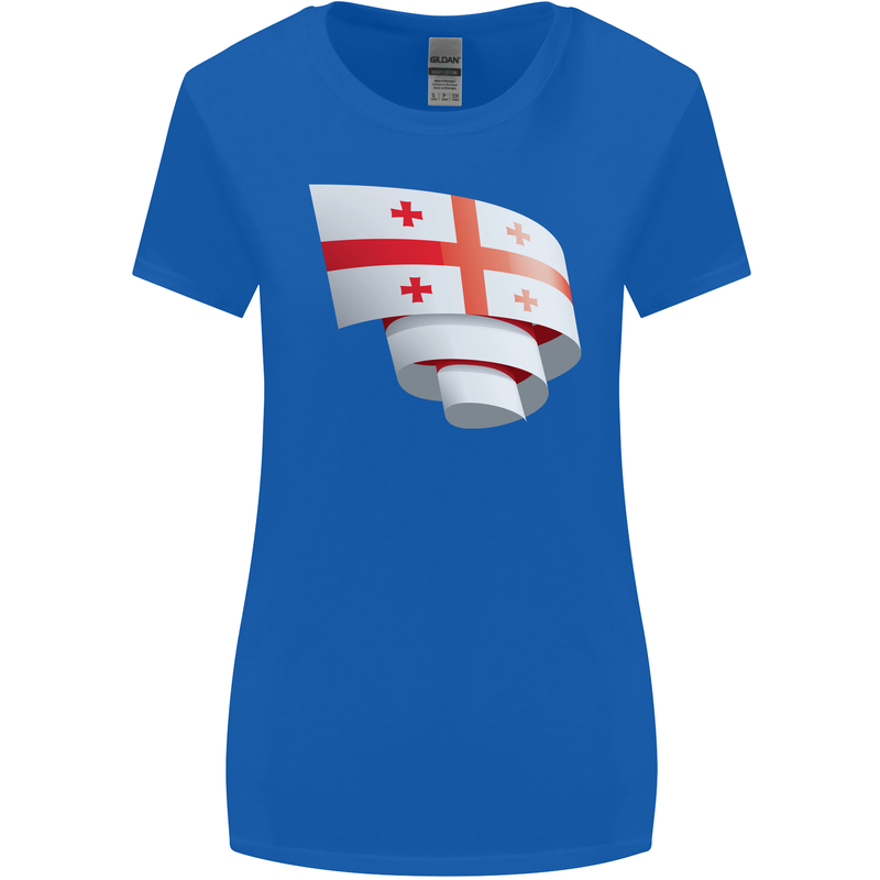 Curled Georgia Flag Georgian Day Football Womens Wider Cut T-Shirt Royal Blue