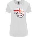 Curled Georgia Flag Georgian Day Football Womens Wider Cut T-Shirt White
