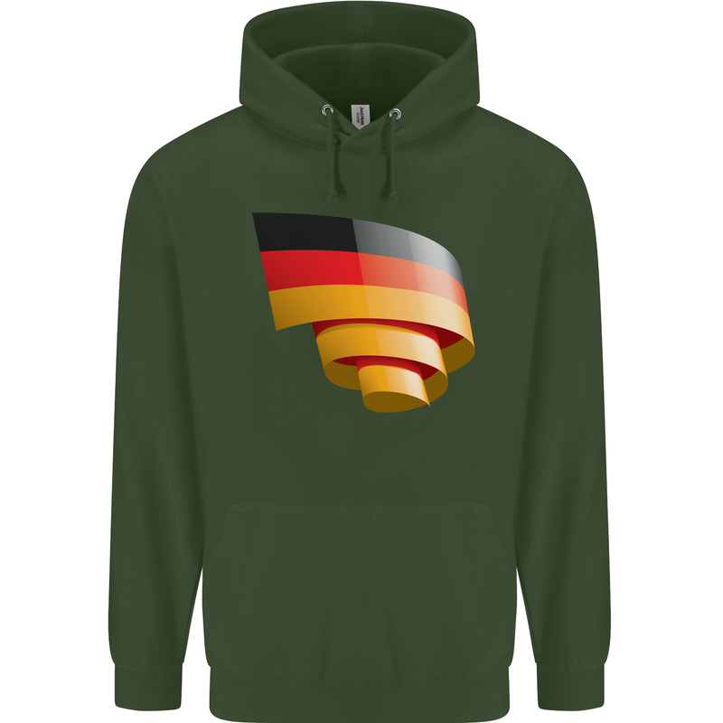 Curled Germany Flag German Day Football Childrens Kids Hoodie Forest Green