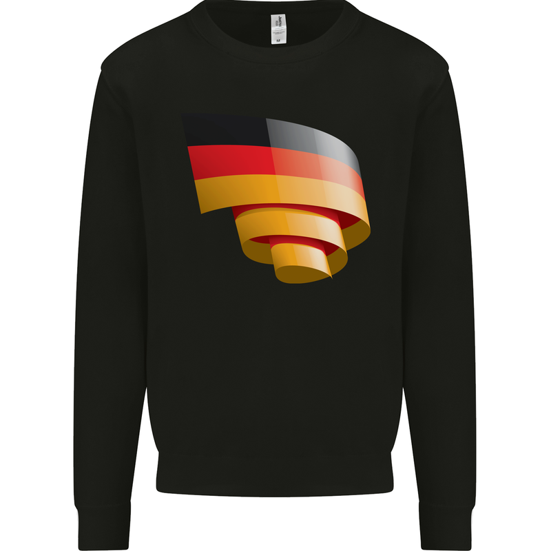 Curled Germany Flag German Day Football Kids Sweatshirt Jumper Black