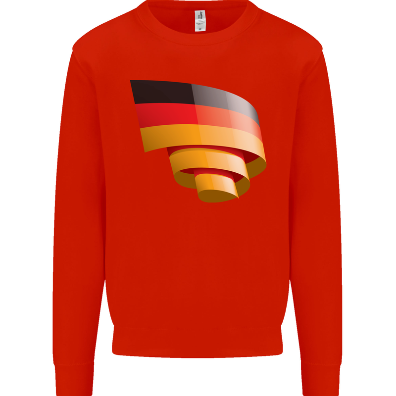 Curled Germany Flag German Day Football Kids Sweatshirt Jumper Bright Red