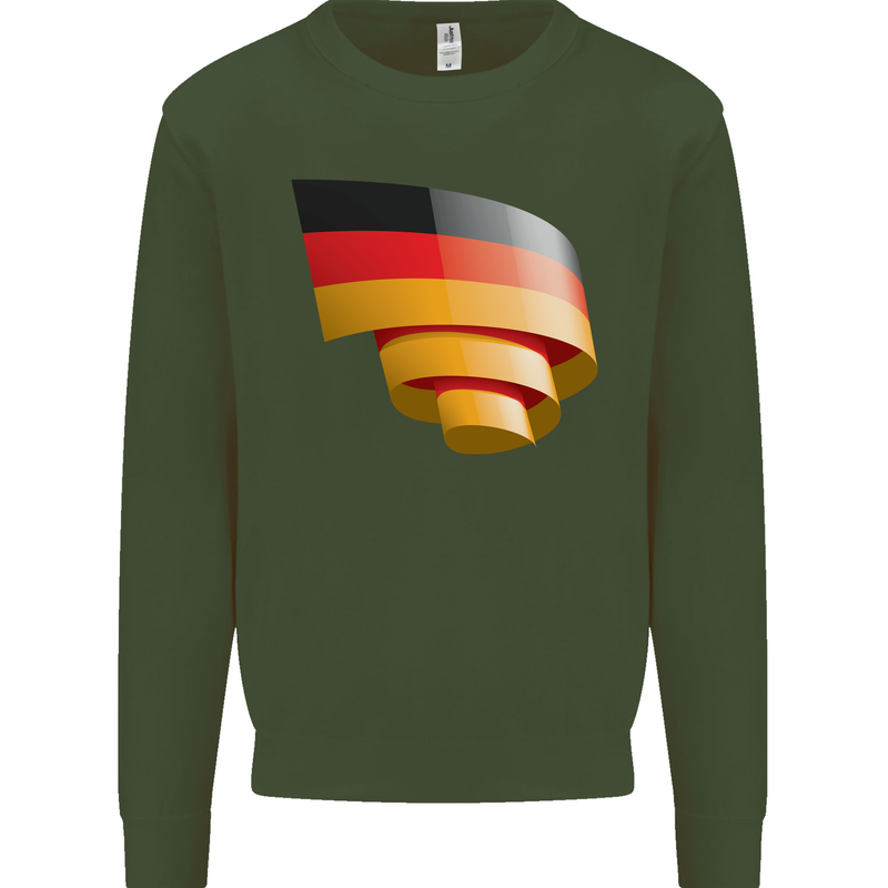 Curled Germany Flag German Day Football Kids Sweatshirt Jumper Forest Green