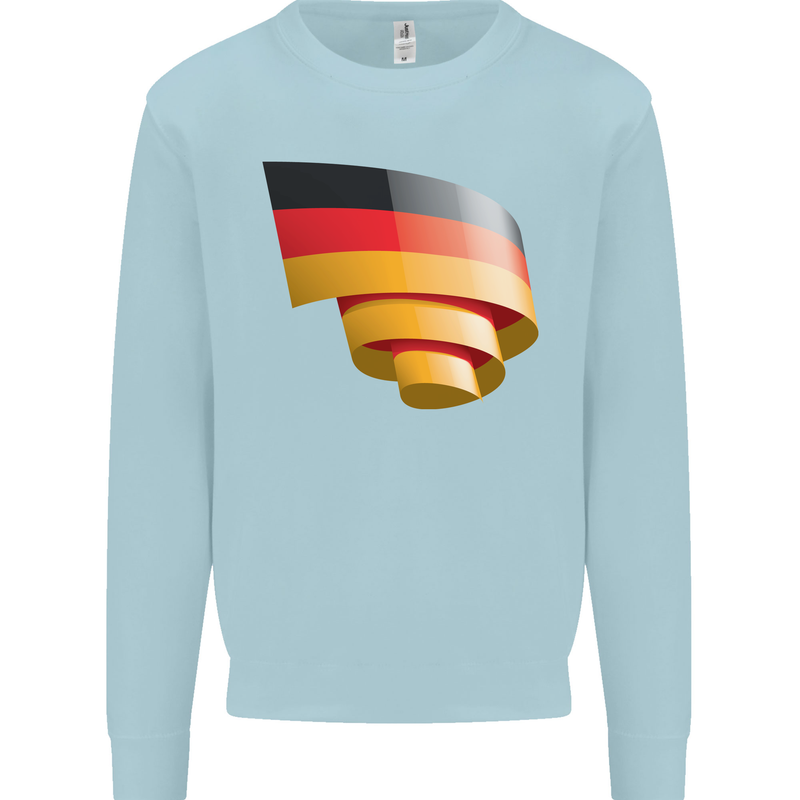 Curled Germany Flag German Day Football Kids Sweatshirt Jumper Light Blue