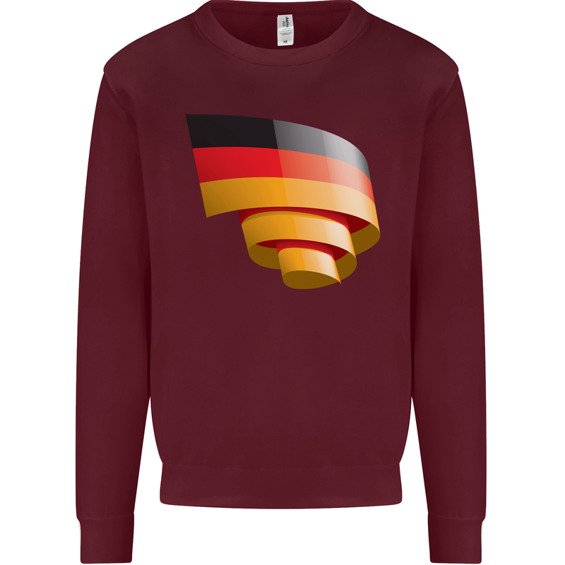 Curled Germany Flag German Day Football Kids Sweatshirt Jumper Maroon