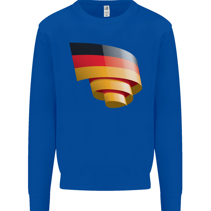 Curled Germany Flag German Day Football Kids Sweatshirt Jumper Royal Blue