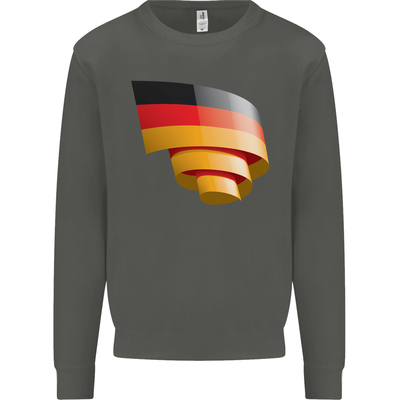 Curled Germany Flag German Day Football Kids Sweatshirt Jumper Storm Grey