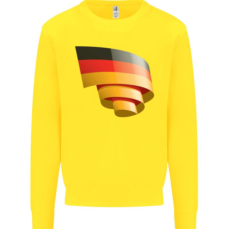 Curled Germany Flag German Day Football Kids Sweatshirt Jumper Yellow