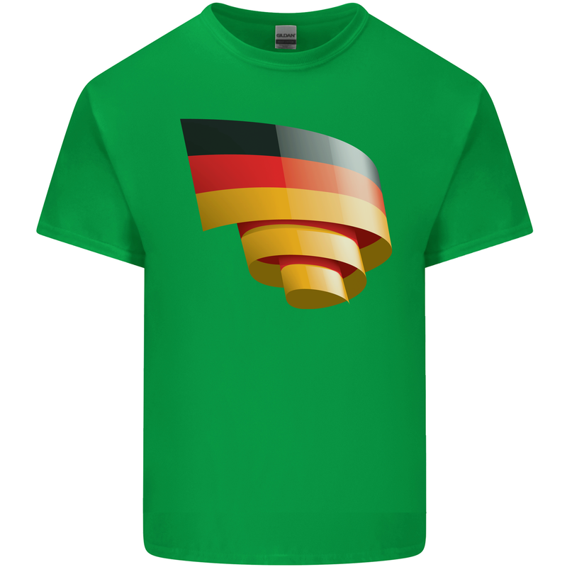 Curled Germany Flag German Day Football Kids T-Shirt Childrens Irish Green