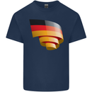 Curled Germany Flag German Day Football Kids T-Shirt Childrens Navy Blue