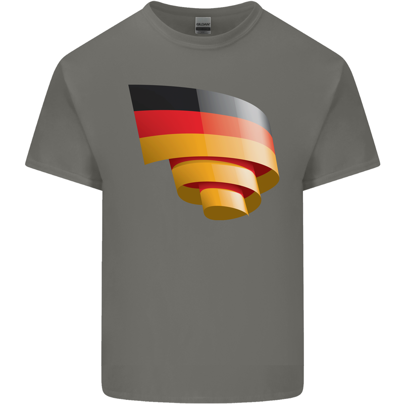 Curled Germany Flag German Day Football Mens Cotton T-Shirt Tee Top Charcoal