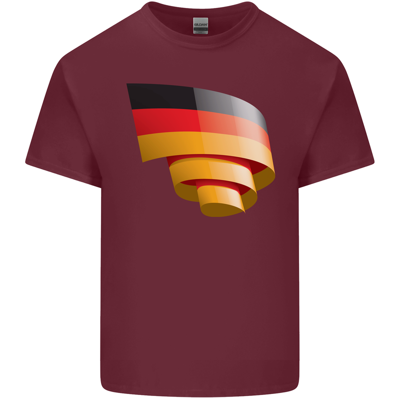 Curled Germany Flag German Day Football Mens Cotton T-Shirt Tee Top Maroon