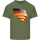 Curled Germany Flag German Day Football Mens Cotton T-Shirt Tee Top Military Green