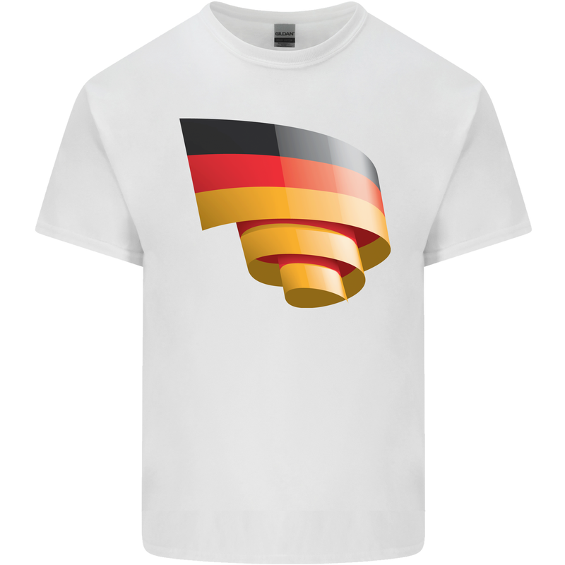 Curled Germany Flag German Day Football Mens Cotton T-Shirt Tee Top White