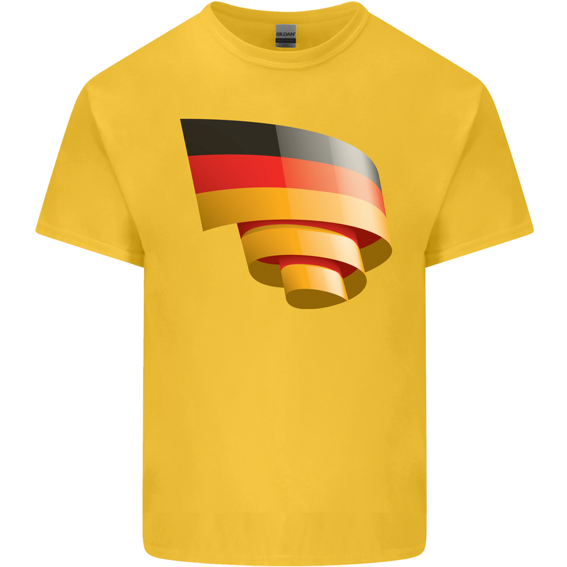 Curled Germany Flag German Day Football Mens Cotton T-Shirt Tee Top Yellow