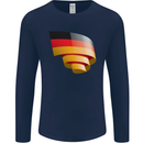 Curled Germany Flag German Day Football Mens Long Sleeve T-Shirt Navy Blue