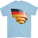 Curled Germany Flag German Day Football Mens T-Shirt 100% Cotton Light Blue