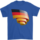 Curled Germany Flag German Day Football Mens T-Shirt 100% Cotton Royal Blue