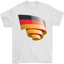 Curled Germany Flag German Day Football Mens T-Shirt 100% Cotton White