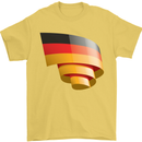 Curled Germany Flag German Day Football Mens T-Shirt 100% Cotton Yellow