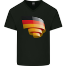 Curled Germany Flag German Day Football Mens V-Neck Cotton T-Shirt Black