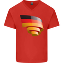 Curled Germany Flag German Day Football Mens V-Neck Cotton T-Shirt Red