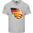 Curled Germany Flag German Day Football Mens V-Neck Cotton T-Shirt Sports Grey