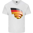 Curled Germany Flag German Day Football Mens V-Neck Cotton T-Shirt White