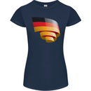 Curled Germany Flag German Day Football Womens Petite Cut T-Shirt Navy Blue