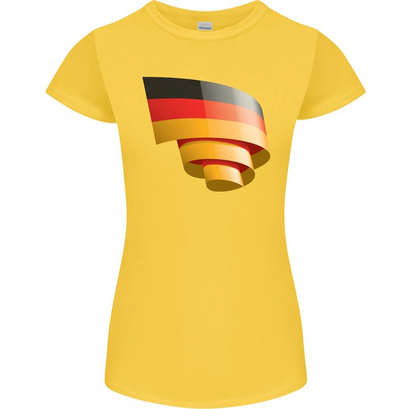 Curled Germany Flag German Day Football Womens Petite Cut T-Shirt Yellow