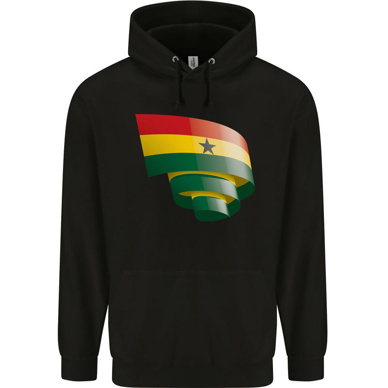 Curled Ghana Flag Ghanaian Day Football Childrens Kids Hoodie Black