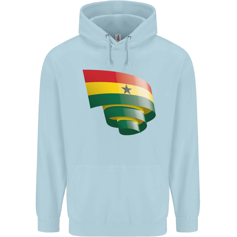 Curled Ghana Flag Ghanaian Day Football Childrens Kids Hoodie Light Blue