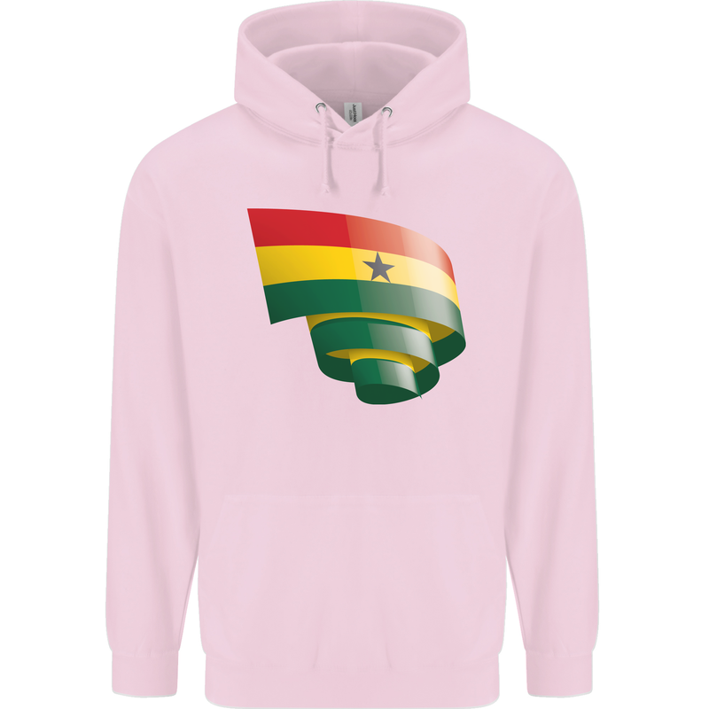 Curled Ghana Flag Ghanaian Day Football Childrens Kids Hoodie Light Pink