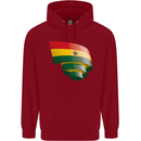 Curled Ghana Flag Ghanaian Day Football Childrens Kids Hoodie Red