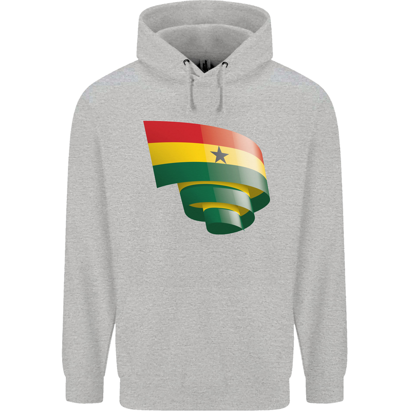 Curled Ghana Flag Ghanaian Day Football Childrens Kids Hoodie Sports Grey