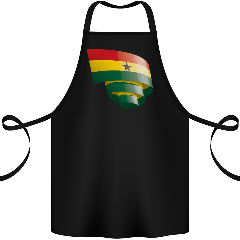 Curled Ghana Flag Ghanaian Day Football Cotton Apron 100% Organic Black