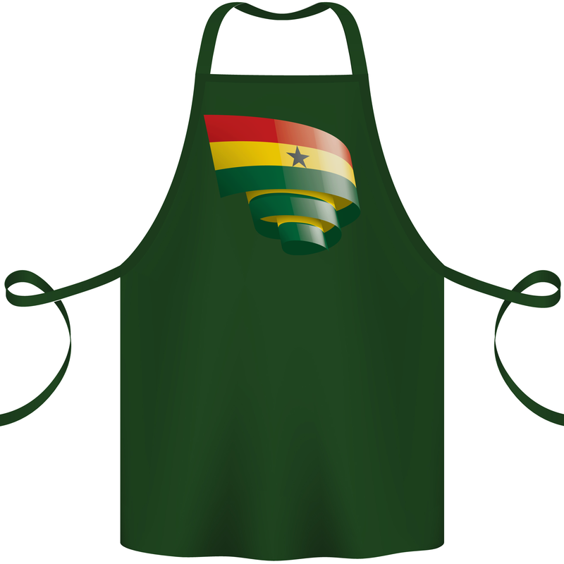 Curled Ghana Flag Ghanaian Day Football Cotton Apron 100% Organic Forest Green
