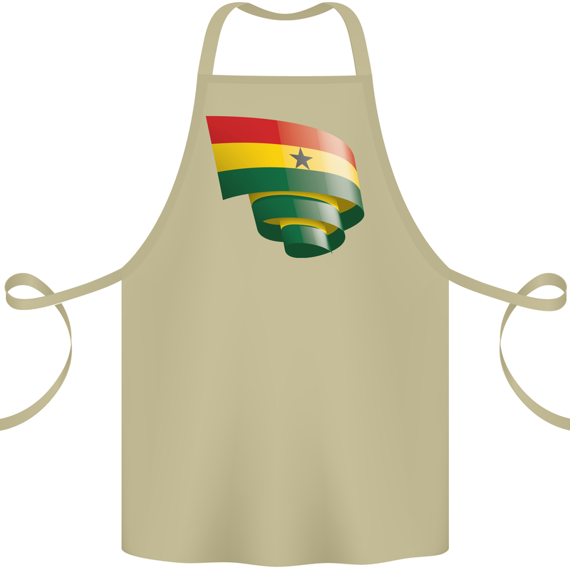Curled Ghana Flag Ghanaian Day Football Cotton Apron 100% Organic Khaki