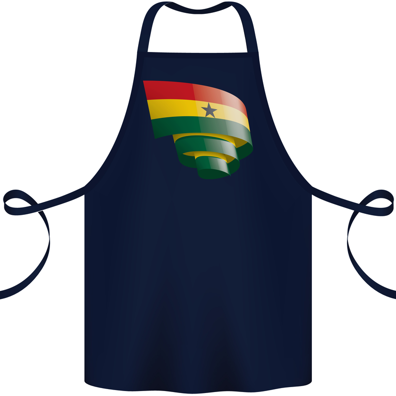 Curled Ghana Flag Ghanaian Day Football Cotton Apron 100% Organic Navy Blue