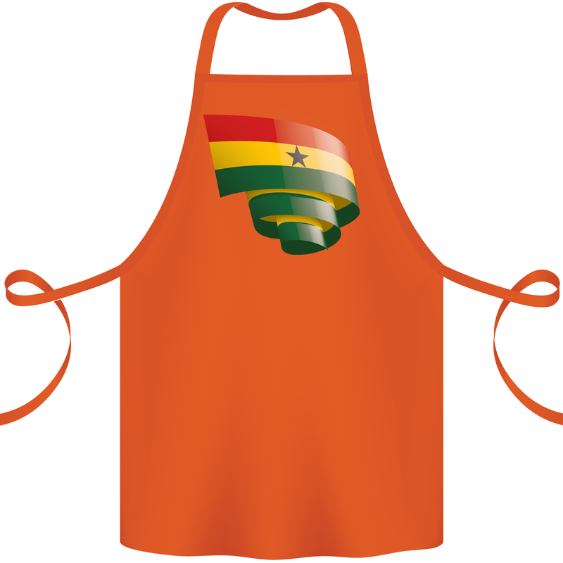 Curled Ghana Flag Ghanaian Day Football Cotton Apron 100% Organic Orange