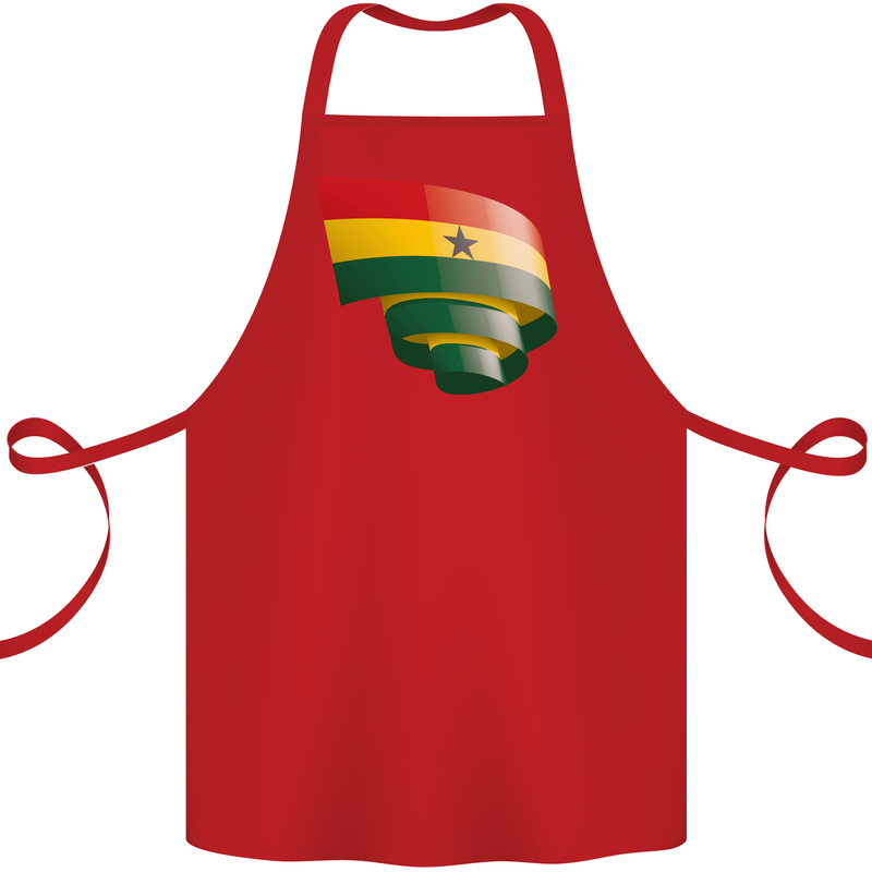 Curled Ghana Flag Ghanaian Day Football Cotton Apron 100% Organic Red