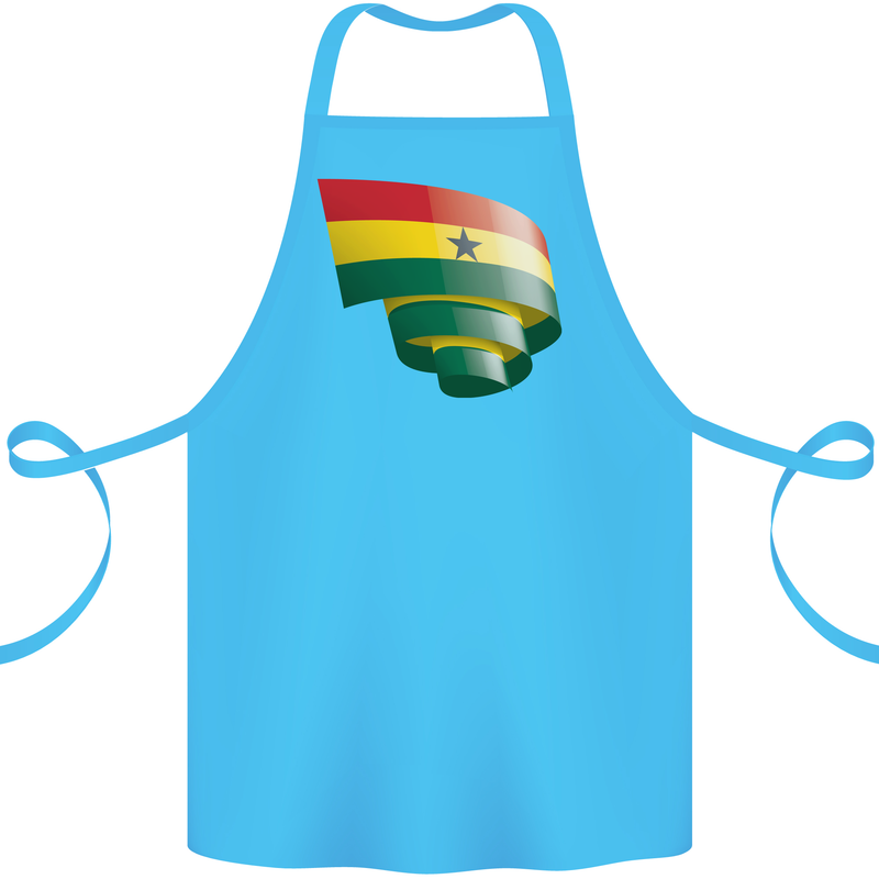Curled Ghana Flag Ghanaian Day Football Cotton Apron 100% Organic Turquoise