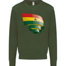 Curled Ghana Flag Ghanaian Day Football Kids Sweatshirt Jumper Forest Green