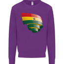 Curled Ghana Flag Ghanaian Day Football Kids Sweatshirt Jumper Purple